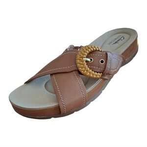 Clarks Women's Reileigh Leather Sandals Slides Size 9 New With Minor Flaw